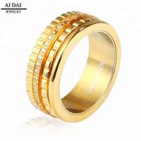 New Design Women Fashion Ring Jewelry Stainless Steel Zircon Gold Ring Christmas Gift